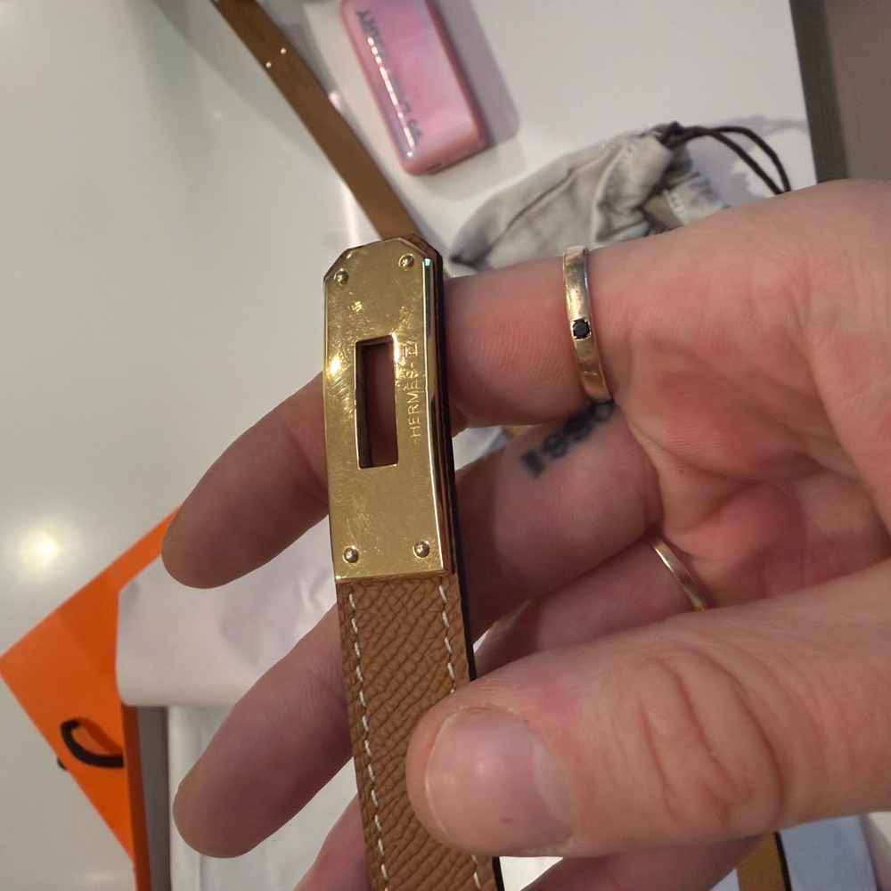 Hermes Brown Leather Kelly Belt - 85CM